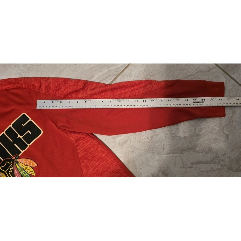 MAJESTIC Chicago Blackhawks Therma Base Red Hoodie Mens Medium NHL Hocker Fleece - Picture 9 of 9
